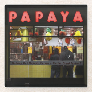 Dessous-de-verre En Verre États-Unis, New York. Gray's Papaya : fenêtre