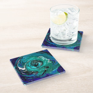 Dessous-de-verre En Verre Éternité bleue   Art Abstrait
