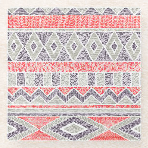 Dessous-de-verre En Verre Ethnic Striped Tribal : Vintage artisanal