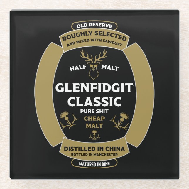 Dessous-de-verre En Verre Étiquette de whisky écossais de Noël (Devant)