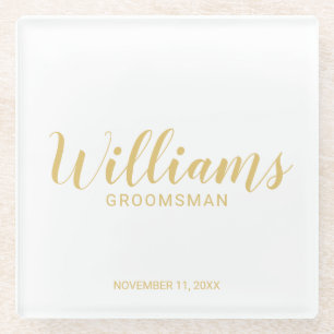 Dessous-de-verre En Verre Étudiants personnalisés en or de script moderne