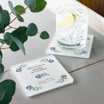 Dessous-de-verre En Verre Eucalyptus Mariage de verdure personnalisée<br><div class="desc">Dessous de verre personnalisés pour vous de customiser avec le nom de chaque membre de votre mariage à utiliser lors du dîner de répétition et/ou de la réception, qui peut être ramené à la maison comme cadeaux de conservation. Vous pouvez également ajouter les noms de la mariée et du marié...</div>
