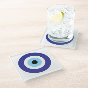 Dessous-de-verre En Verre Evil Eye Blue Mati cercles dessous de verre en ver