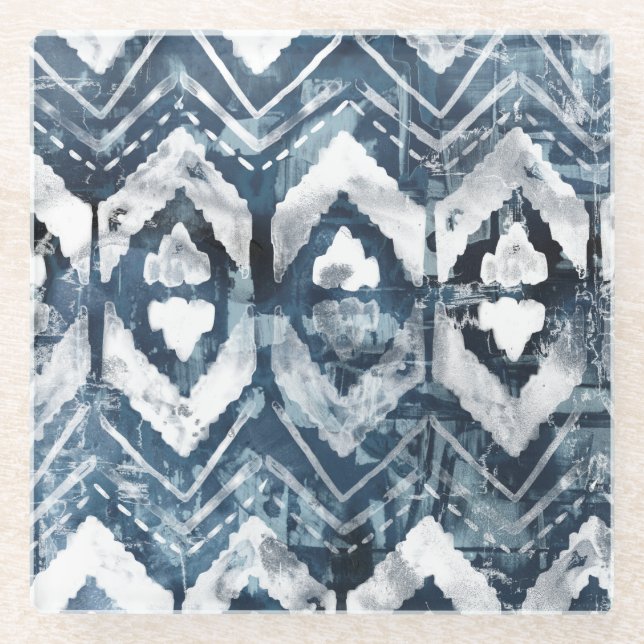 Dessous-de-verre En Verre Extraction d'indigo - géométrique (Devant)
