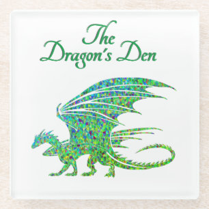 Dessous-de-verre En Verre Extraordinaire Mosaic Green Dragon Personnel