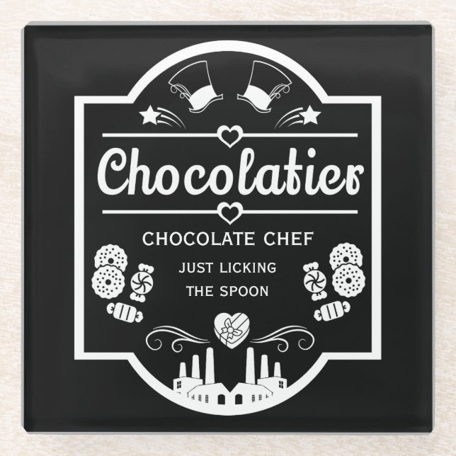 Dessous-de-verre En Verre Fabricant de chocolatier (Devant)