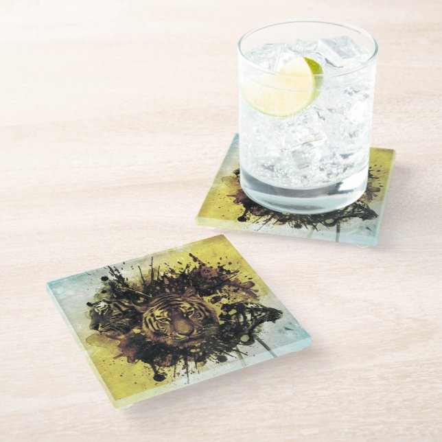 Dessous-de-verre En Verre face de lion (Incliné)