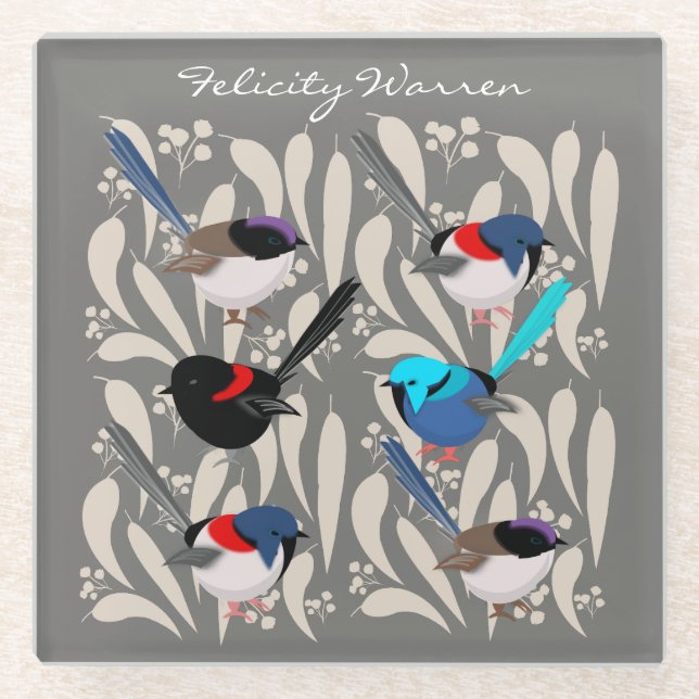 Dessous-de-verre En Verre Fairy Wrens (Devant)