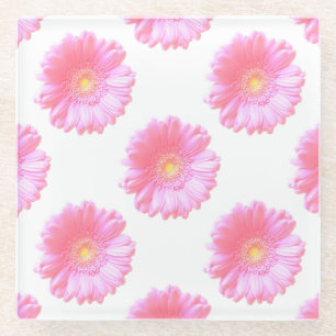 Dessous-de-verre En Verre Faisée de gerbera rose pâle
