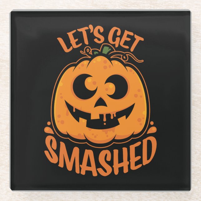 Dessous-de-verre En Verre Faisons tomber Tipsy Halloween Jack-O’-Lantern (Devant)