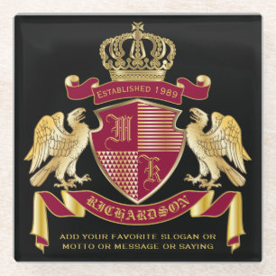 Dessous-de-verre En Verre Faites votre propre blason Emblème d'aigle rouge