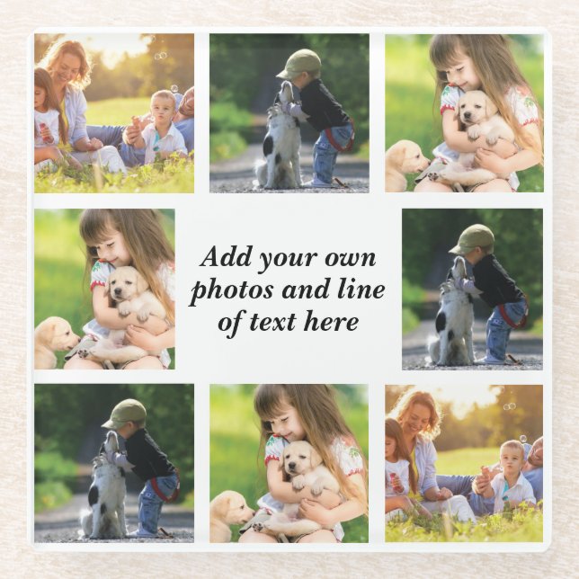 Dessous-de-verre En Verre Faites votre propre collage photo et texte (Devant)