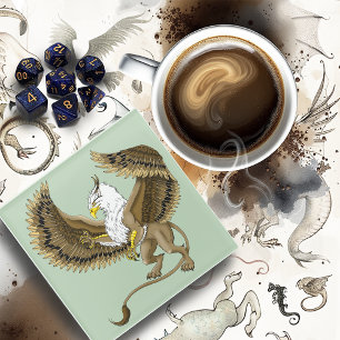 Dessous-de-verre En Verre Fantaisie de Gryphe Griffin Mythologie 