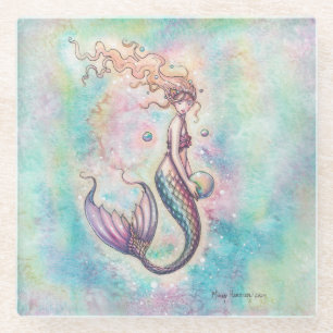 Dessous-de-verre En Verre Fantaisie de sirène arc-en-ciel par Molly Harrison