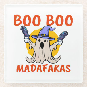 Dessous-de-verre En Verre Fantôme drôle d'Halloween Boo Boo Madafakas