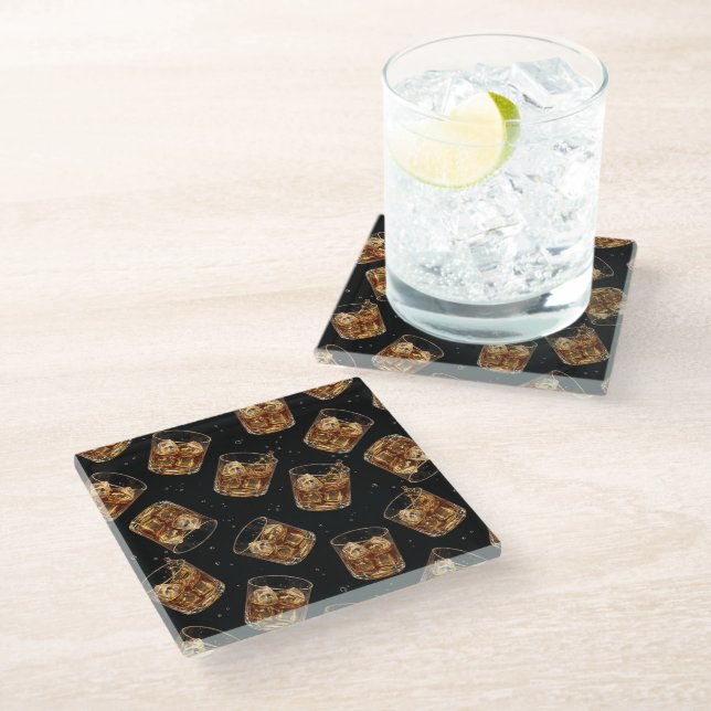 Dessous-de-verre En Verre Father’s Day Whiskey Lover Coasters for Dad (Incliné)