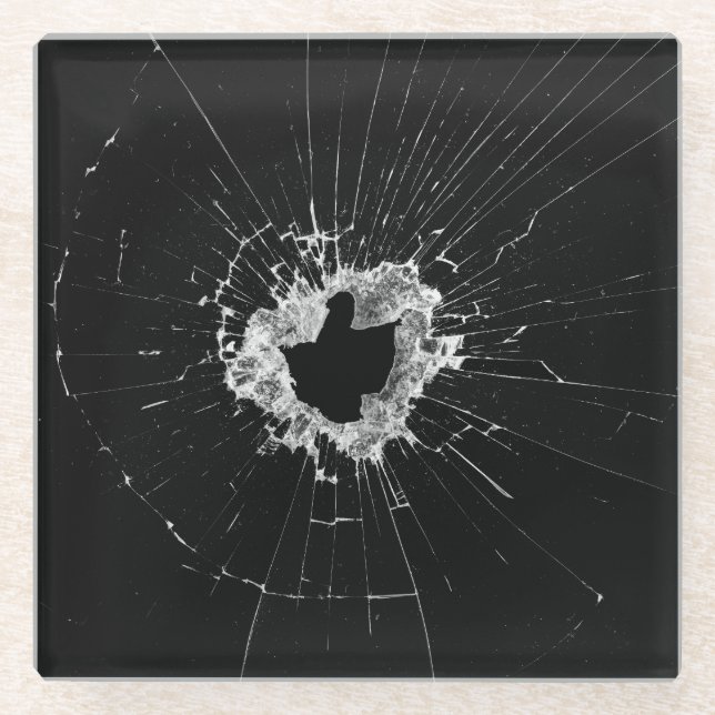 Dessous-de-verre En Verre Faux Cracké Conception cassée - Drôle Dissuasion d (Devant)