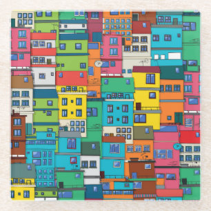 Dessous-de-verre En Verre favela urbaine brésilienne : arrière - plan coloré