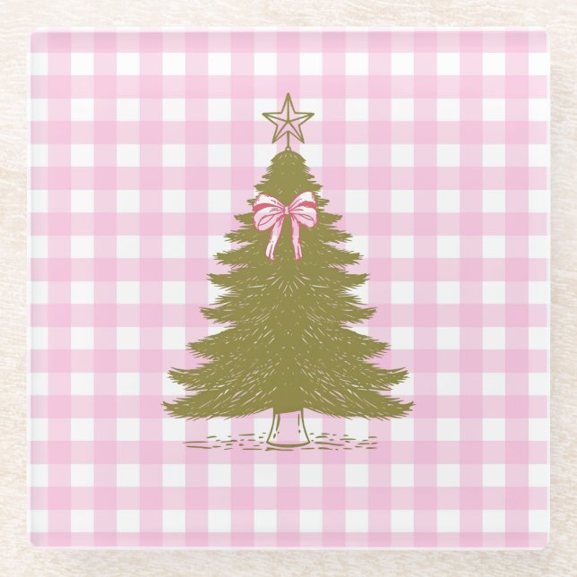 Dessous-de-verre En Verre Faye and Lauren Pink Holiday Coaster (Devant)