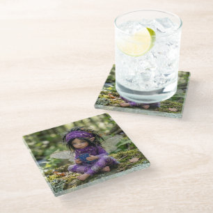 Dessous-de-verre En Verre Fée Dans Le Violet