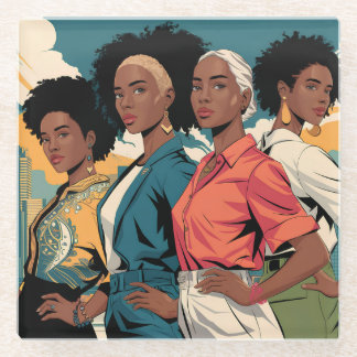 Dessous-de-verre En Verre Femmes autonomisées dans la mode urbaine