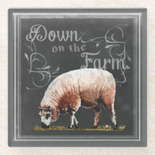 Dessous-de-verre En Verre Ferme de tableau vers le bas sur les moutons de