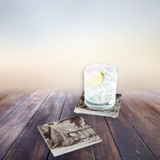 Dessous-de-verre En Verre Ferme Vie Antique Grange