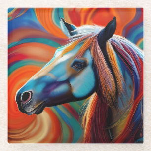 Dessous-de-verre En Verre Fermer la tête du cheval