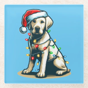 Dessous-de-verre En Verre Festive Vacances Labrador Chien avec la lumière de