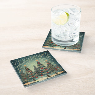 Dessous-de-verre En Verre Fête de l'arbre de Noël