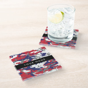 Dessous-de-verre En Verre Fête de l'Indépendance Camouflage Votre nom Person
