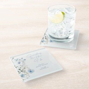 Dessous-de-verre En Verre Fête de mariage Something Blue Wildflower
