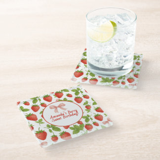 Dessous-de-verre En Verre Fête des Anniversaires de enfants de fraises -
