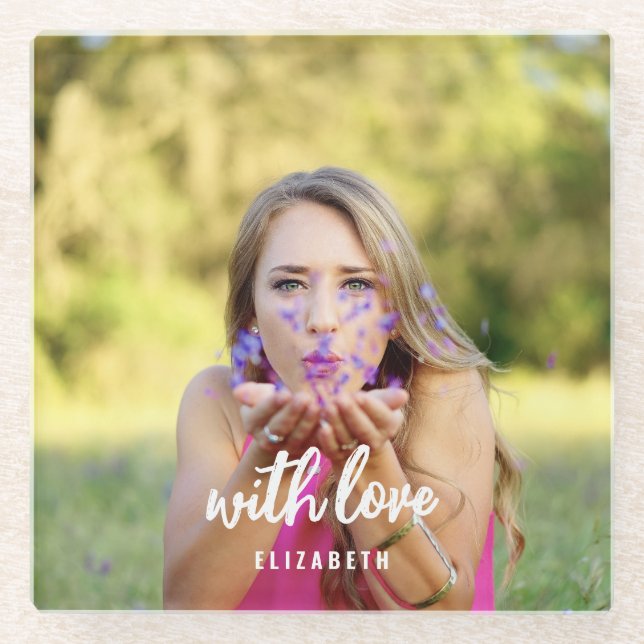 Dessous-de-verre En Verre Fête des mariées personnalisée Photo Simple Modern (Devant)