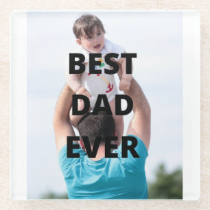 Dessous-de-verre En Verre Fête des pères photo personnalisée de Best Papa Ev