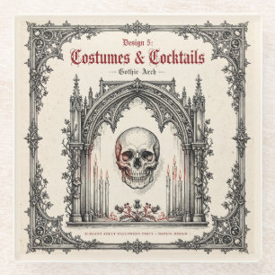 Dessous-de-verre En Verre Fête Halloween gothique élégante Crâne