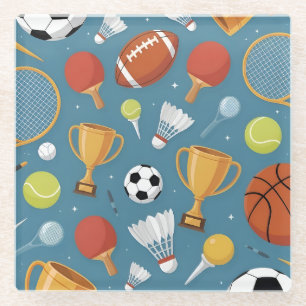 Dessous-de-verre En Verre Fête Méli-Mélo de Sports de Haut Niveau