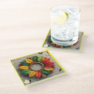 Dessous-de-verre En Verre "Fêtes de Noël feuillues"