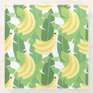 Dessous-de-verre En Verre Feuille de banane et motif de fruit