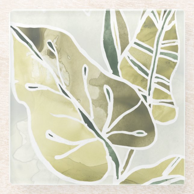 Dessous-de-verre En Verre Feuille de batik (Devant)