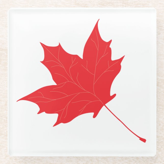 Dessous-de-verre En Verre Feuille d'érable rouge (Devant)