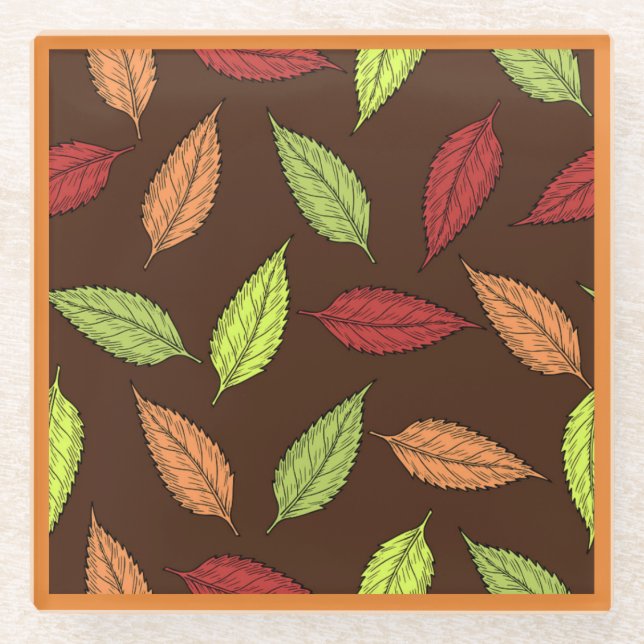 DESSOUS-DE-VERRE EN VERRE FEUILLES D'AUTOMNE (Devant)