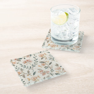Dessous-de-verre En Verre Feuilles de peinture à l'aquarelle botanique flora