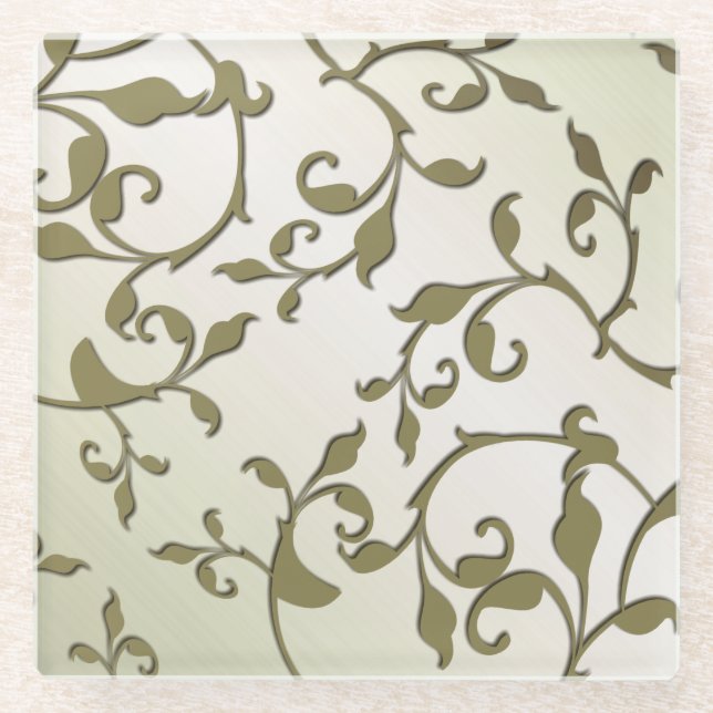 Dessous-de-verre En Verre Feuilles d'olive défilantes (Devant)