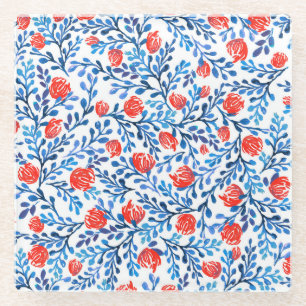 Dessous-de-verre En Verre Feuilles floraux : Motif naturel sans transparence