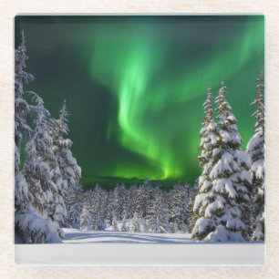 Dessous-de-verre En Verre Feux nordiques en hiver