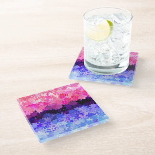 Dessous-de-verre En Verre Fière Omnisexualité Groovy Boho Excentrique Floral