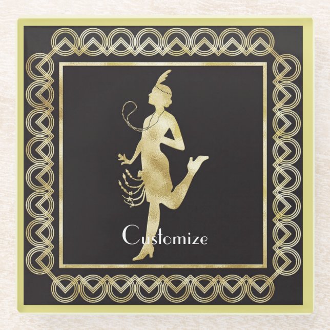 Dessous-de-verre En Verre Fille Flapper des années 1920 Thunder_Cove (Devant)