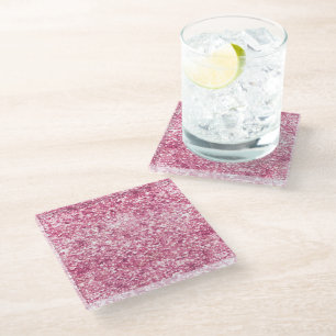 Dessous-de-verre En Verre Fille Parties scintillant rose Confetti