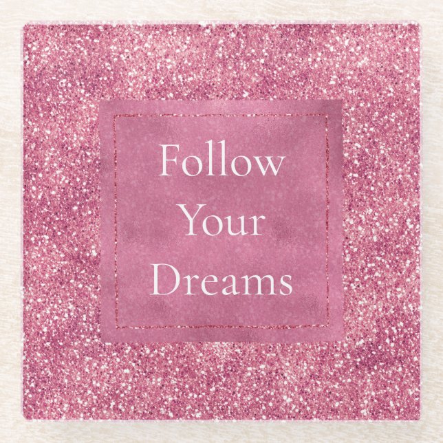 Dessous-de-verre En Verre Fille Parties scintillant rose étincelle Glitz (Devant)